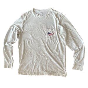 Vineyard Vines Long Sleeve Tee American Flag Whale Graphic USA Size Medium Prep